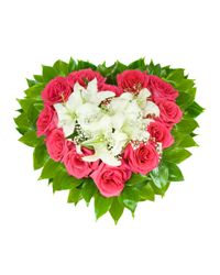 bouquet of roses and lilies with oasis